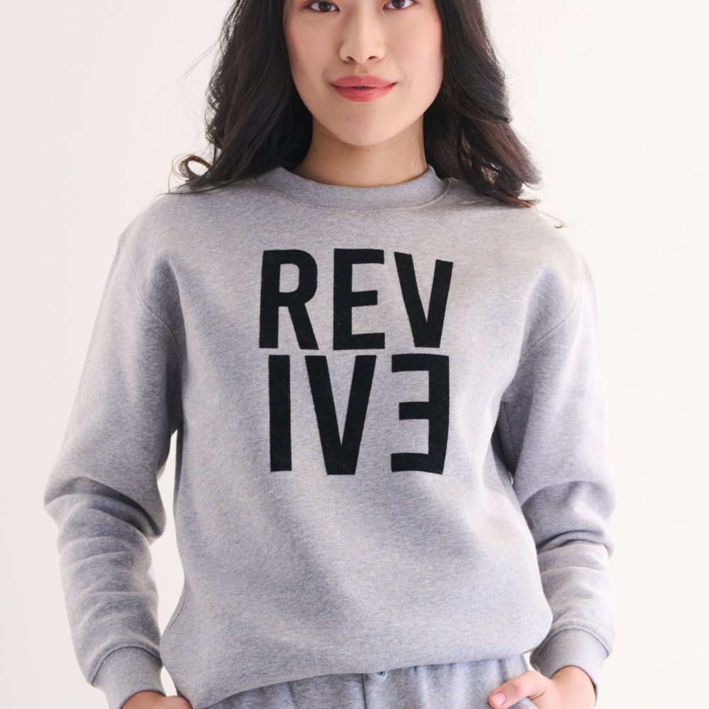 Revive Loungewear. Two Piece Lounge Set, Crewneck Sweatshirt and Jogger - Black - Picture 8 of 11